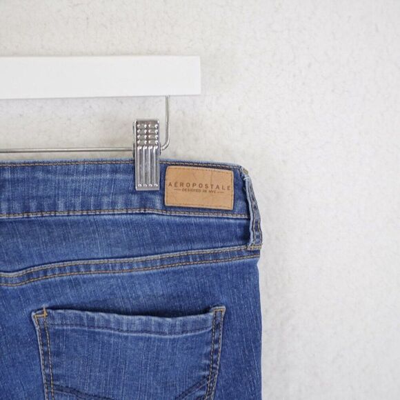 Aeropostale Jeggings Blue Jeans 8 Short 30/26 Mid‎ Rise Stone Wash Whiskering - Picture 5 of 13